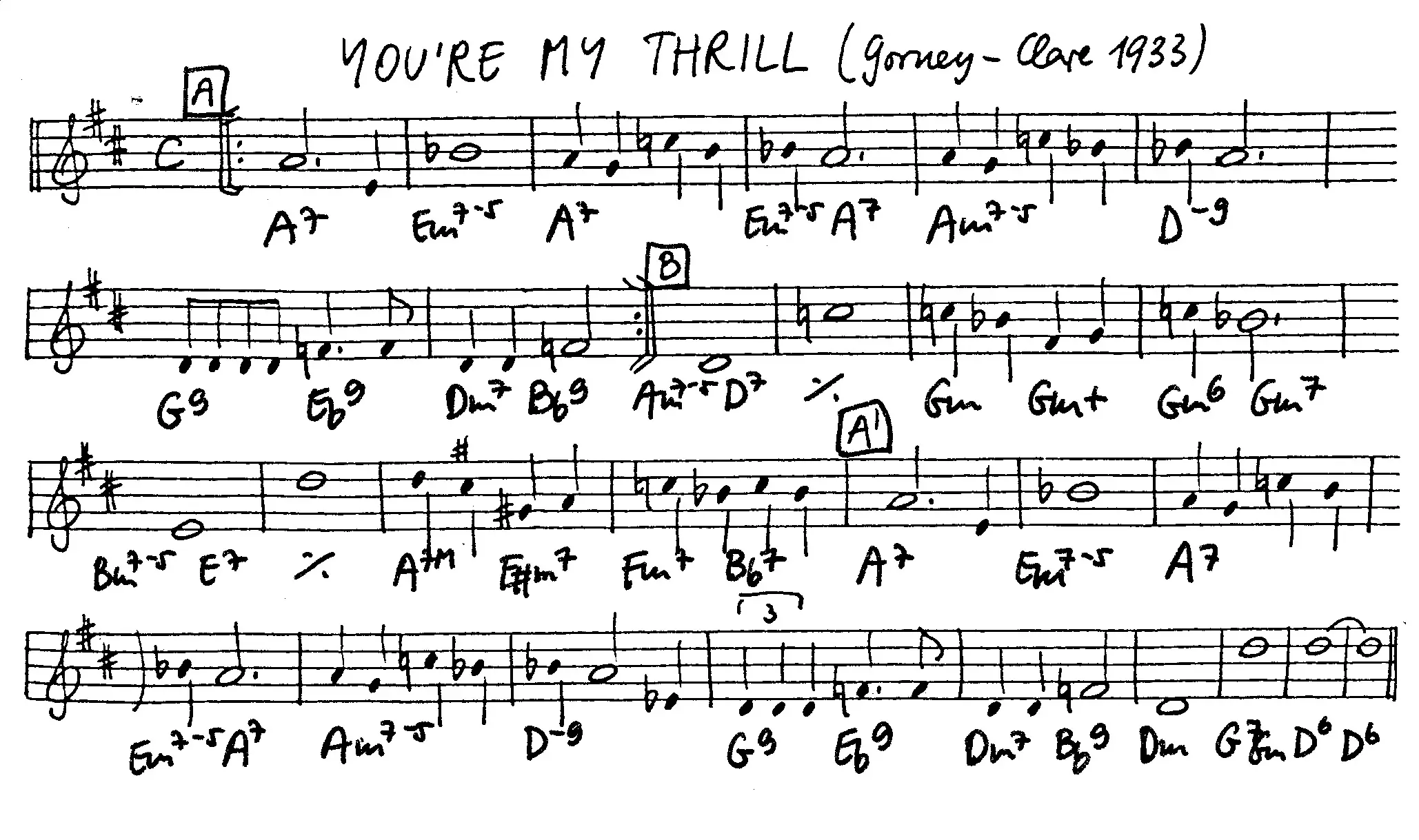 you're my thrill free jazz leadsheet - Courtesy of the Jungle Jazz Band
